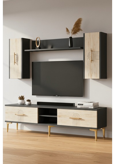 Tvr1515at - İda Tvr150 Tv Ünitesi Takım Antrasit - Traverten 150cm