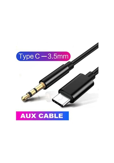 Type c usb c to Aux 3.5 mm erkek Jack type c aux kablo 1m siyah