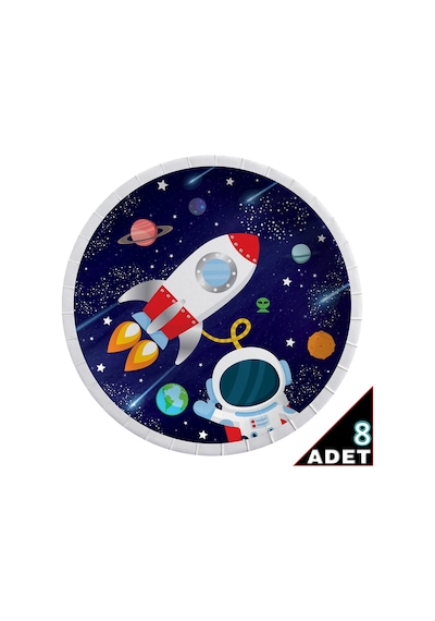 Kozmik Galaksi Uzay Temalı Karton Tabak - 23Cm X 8 Adet