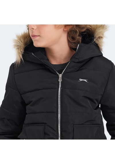 Slazenger CAMELIA Çocuk Kapüşonlu Siyah Mont & Kaban