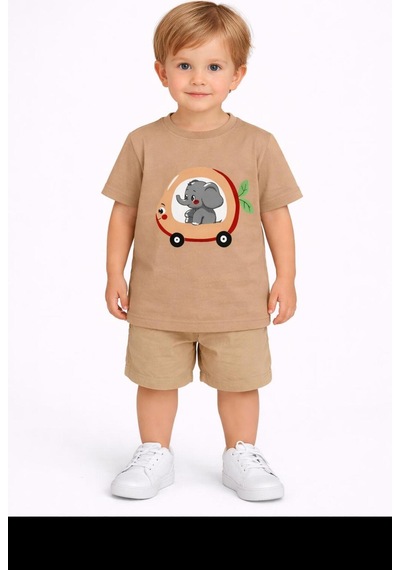 Yale Kids 1 4 Yaş Erkek Çocuk Baskılı Tişört Camel