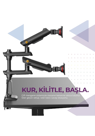 North Bayou D9c 27-50 İnch Çift Kol 2-20 Kg Vesa Uyumlu Profesyonel Monitör Standı