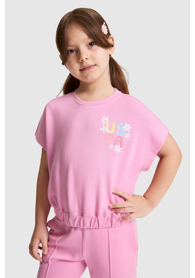 U.S. Polo Assn. Kız Çocuk Pembe Tişört 50325721-vr041