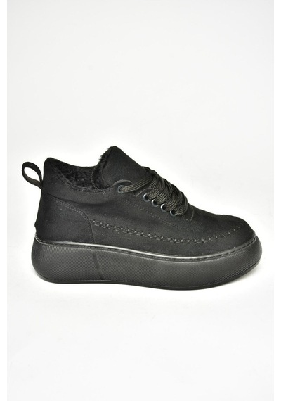 Fox Shoes T811845302 Siyah Süet Kalın Tabanlı Kadın Ayakkabı Siyah-süet Siyah