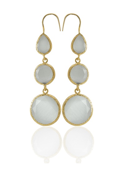 Kadir Jewellery 22 Ayar Altın Kaplama Kadın Sallantılı Küpe -el İşçiliği Ve Hipoalerjenik Küpe Gri 06790343