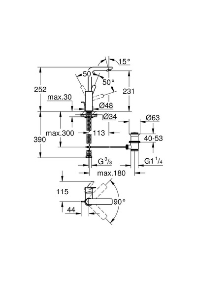 Grohe Lineare L-Boyut Lavabo Bataryası Krom 23296001