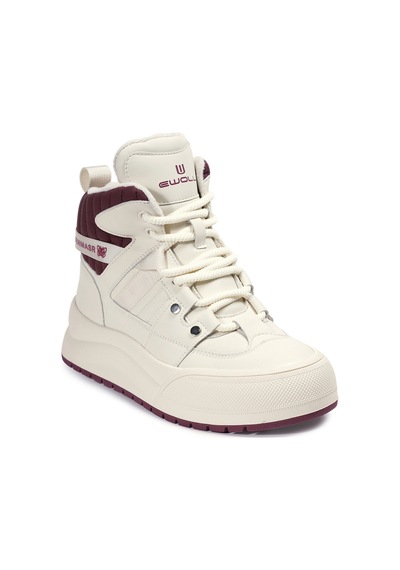 Krem Sneakers Vegan Kadın Bot Bordo