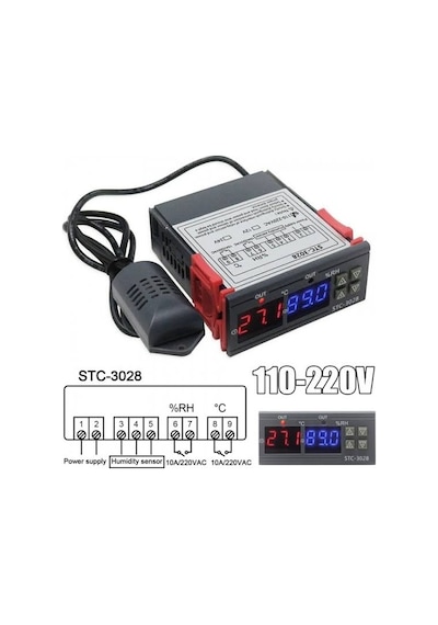 Stc-3028 Ac 110-220v Lcd Ekranlı Nem Sıcaklık Kontrol  Modülü