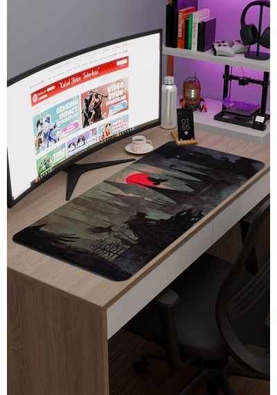 Bloodborne Kaymaz Dikişli Kauçuk Oyuncu Mousepad V3 - 90x40 Xxl Gaming Mouse Pad Fare Altlığı