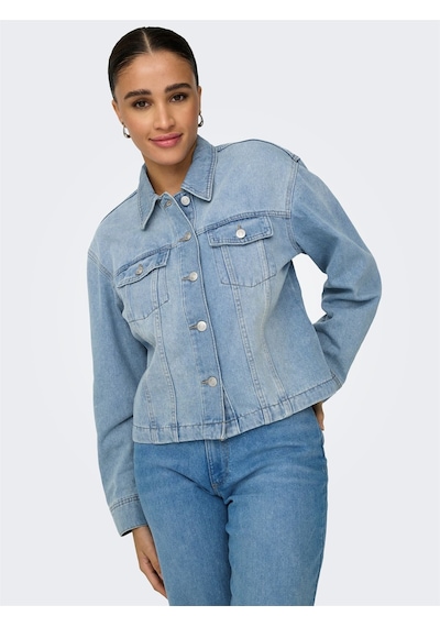 Onlmıka L/s Dnm Jkt Akm Moch Kadın Light Blue Denim Ceket - 15352316 Denim
