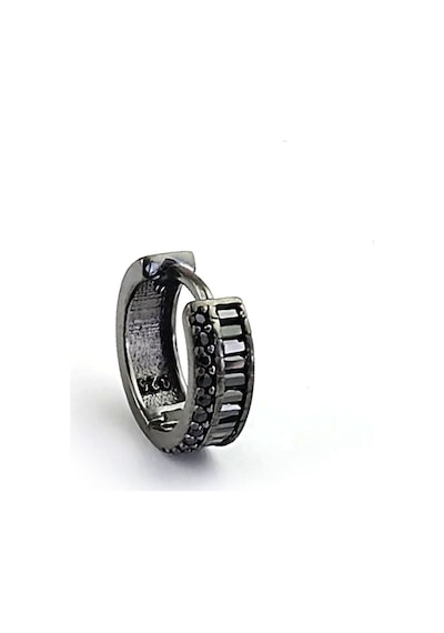Siyah Oniks Taşlı 925ayar Gümüş Siyah Rodajli Tek Erkek Küpe Cap 1.2 Cm