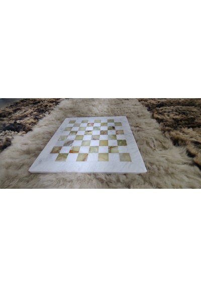 Mermer Satranç Takımı Beyaz - Onx 40x40cm Büyük Boy