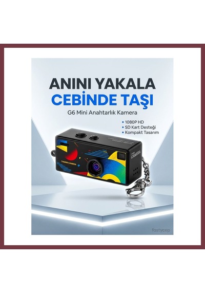 Storeşahin G6 Thumb Camera Mini Anahtarlık Kamera 1080p Hd Video Kayıtlı Retro Tasarım Taşınabilir Mini Dijital Kamera Shn0720