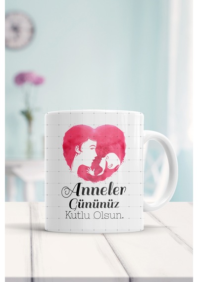Anneler Gününüz Kutlu Olsun Baskılı Kupa Bardak 86 Beyaz