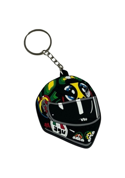 Mini Silikon Kask Anahtarlık - Siyah-sarı-yeşil Çok Renkli