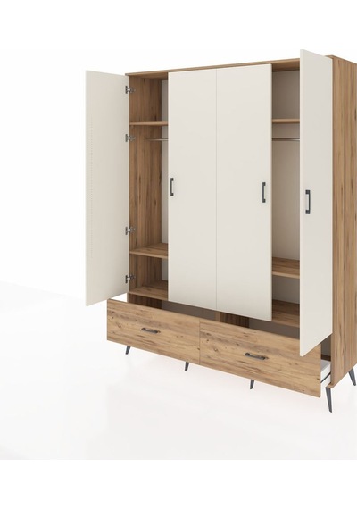 Hyperion Gardrop 6 Raflı 2 Çekmeceli 2 Askılı 176x44x221 Çam-aytaşı/çam Aytaşı/çam