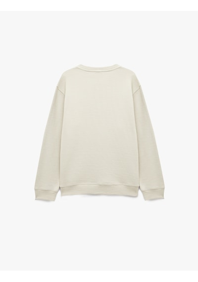 Koton Uzun Kollu Pamuklu Waffle Dokulu Henley Yaka Sweatshirt Bej 7wam70106mk Ekru