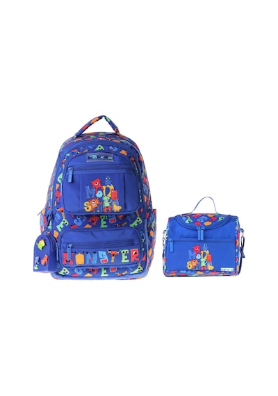 Kaukko Kids Monster Erkek Çocuk Mavi İlkokul Sırt Çantası Ve Beslenme Çanta Seti - Setkk-l5404b