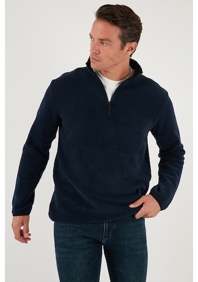 Buratti Slim Fit Yarım Fermuarlı Dik Yaka Erkek Polar 5906003 Lacivert