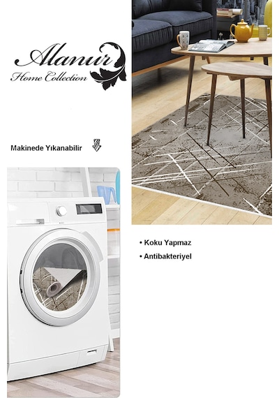 Dekoreko Kaymaz Taban Djt Salon Halısı Trend Modern M5003 Kahve