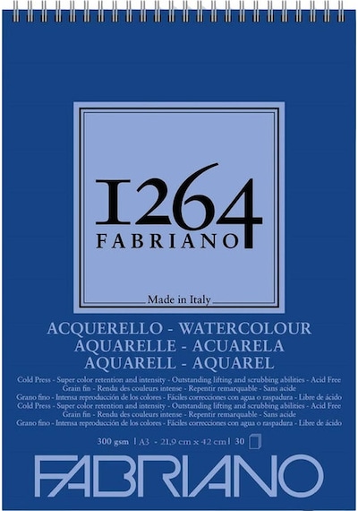 Fabriano 1264 Watercolour Sulu Boya Defteri 300 G A3 30 Yp Üstte