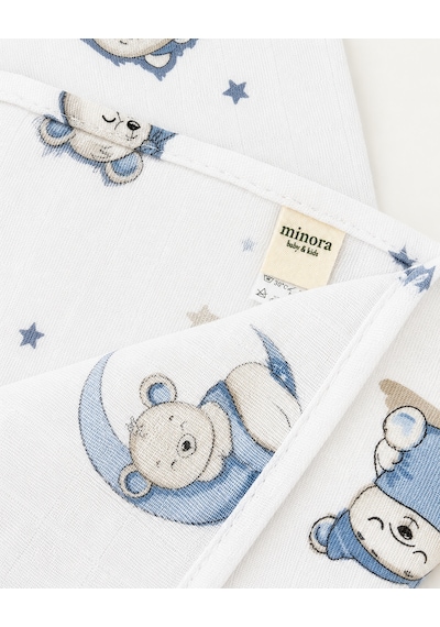 Minora Baby&Kids %100 Pamuk Müslin Bebek Örtüsü Çok Amaçlı Müslin Battaniye - 100 x 100 CM Açık Mavi