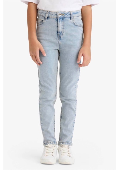 Defacto Ayıcılıklı Slım Fıt Düz Paça Jean Pantolon Erkek Çocuk F8478A826SM Mavi