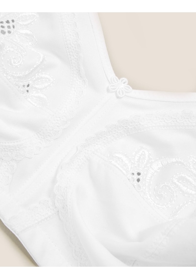 Marks & Spencer İşleme Detaylı Toparlayıcı Pamuklu Sütyen T33008020 Beyaz
