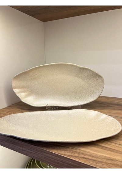 2'li Sahara Tone Dikdörtgen Tabak 36 Cm Yemek/kahvaltı/et/balık/salata/meze Çok Amaçlı Oval Tabak Çok renkli