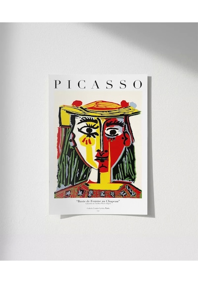 Çerçevesiz Poster Pablo Picasso Şapkalı Kadın Büstü