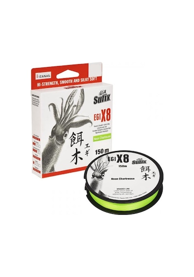 Sufix Egi X8 İp Misina Neon Chartreuse - 0.148mm - 150m - 7.5kg