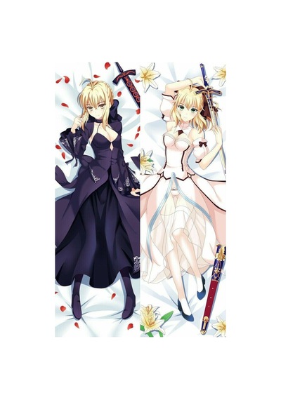 Fate Grand Order - Saber Desenli Çift Yön Baskılı Sarılma Yastığı Kılıfı Çok Renkli