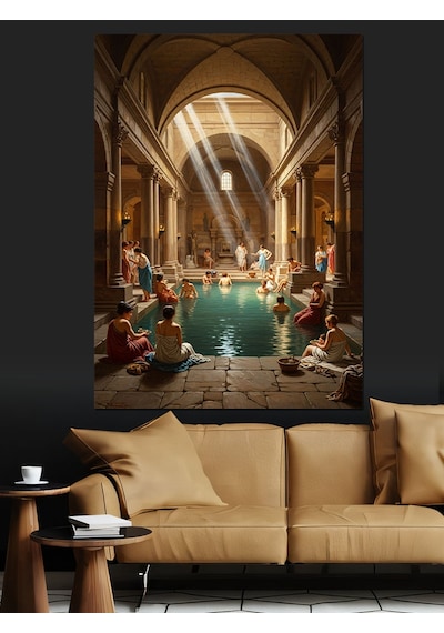 Ahşap Tablo Tarihi Hamam Ve Işık Dekoratif Tablolar