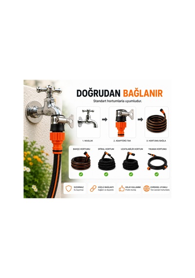 Kelepçeli Musluk Adaptörü 1/2 Kelepçeli Hortum Bağlantı Eki Bahçe Sulama Aparatı 0