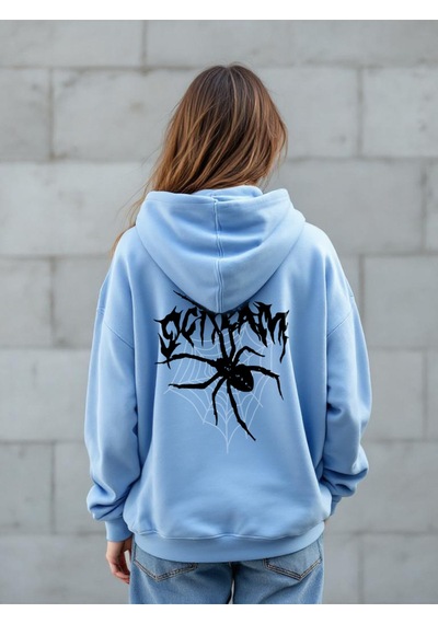 Uyguntarz Scream Baskılı Oversize Sweatshirt Bebe Mavisi