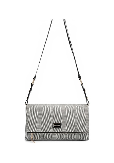 Silver & Polo Silver Polo Siyah Beyaz - Siyah Hasır Kadın Çapraz Çanta Sp1278