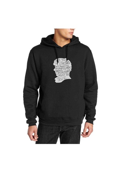 Sherlock Impossible Baskılı Siyah Erkek Kapşonlu Sweatshirt
