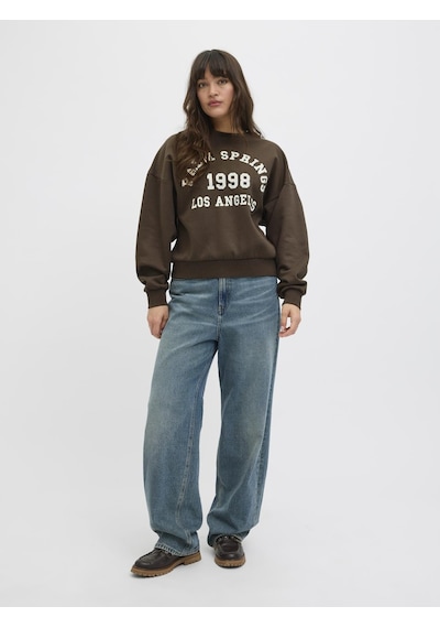 Jack & Jones Kadin Gögüs Baskili Relaxed Fit Sweatshirt - Merle - 12260608 Bracken