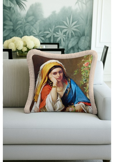 Saray Esintili Klasik Sanat Saçaklı Yastık Kılıfı - Vintage Bohem Mavi Krem Püsküllü Kırlent Kılıfı Orman Mint Yeşili Saray Esintili Klasik Sanat Saçaklı Yastık Kılıfı - Vintage Bohem Mavi Krem Püsküllü Kırlent Kılıfı Orman Mint Yeşili