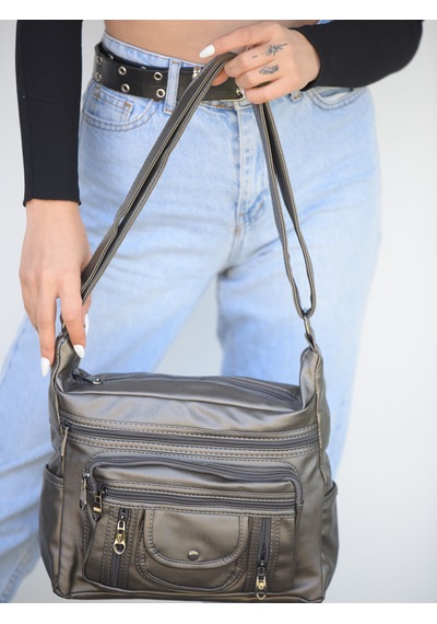 Jara Bag Pera Kadın Çapraz Çanta Yumuşak Dokulu, 7 Bölmeli Ve Geniş Kullanım Alanı Gümüş