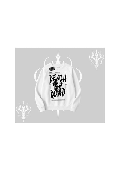 Tarzsokak Biskilet Sweatshirt Death Road Memento Mori Street Manifest Beyaz