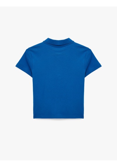 Koton Pamuklu Slim Fit Kısa Kollu Düğmeli Polo Yaka Tişört Lacivert 6sak50482ek
