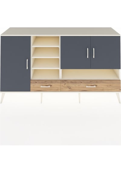 Kronos Konsol 8 Raflı 2 Çekmeceli 3 Kapaklı 176x59x99 Aytaşı-antr Aytaşı-antrasit/çam