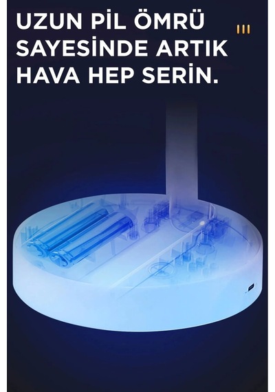 Kablosuz Sessiz Usb Şarjlı 3 Kademeli Hafif 1200mah Pervaneli Taşınabilir Masa El Fanı Vantilatör