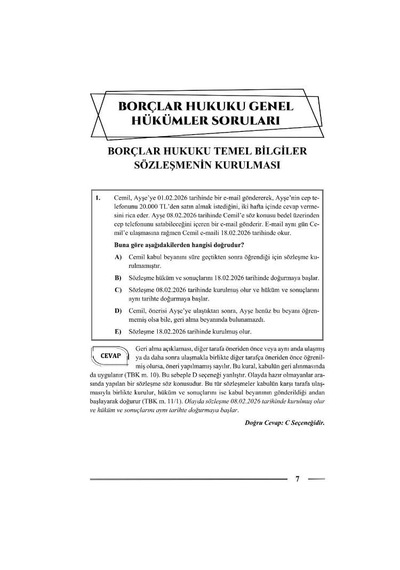 Hakimlik Borçlar Hukuku Genel - Özel Hükümler Soru Bankası 22. Baskı Monopol Yayınları