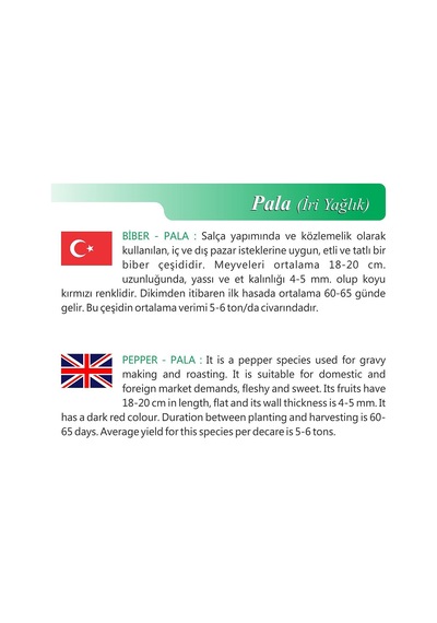 Agrodal Tarım Ata Tohumu Yöresel Pala Yağlık Köz Biber 100 Adet Tohum Sku: Smgstka5bc398be5 Açık Gri