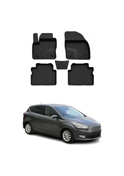 Ford C-max 2 2011-2015 Uyumlu 4d Havuzlu Paspas Kauçuk Siyah 5 Parça