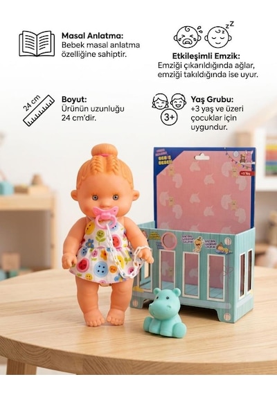 Etkileşimli Akıllı Masal Anlatan Ağlayan Emzikli Eğitici Pilli Oyuncak Et Bebek Ve Minik Arkadaşı 47297366