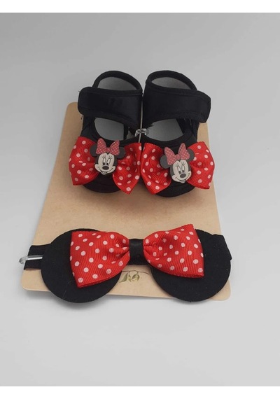 Minnie Mouse Bebek Patik Ve Bandana Seti Siyah