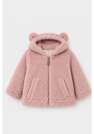 Cantoy Bebek Peluş Ayıcık Kulaklı Kapüşonlu Mont Premium Kalite Pembe